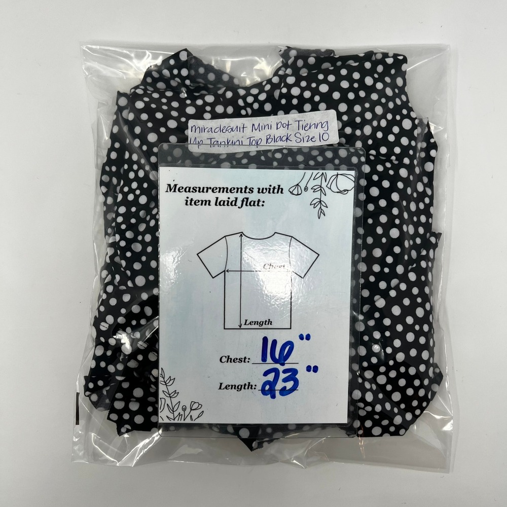 Miraclesuit Women Black White Polka Dot Tiered Ruffle Tankini Top Size 10 - Picture 8 of 10